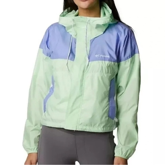Columbia Flash Challenger Cropped Windbreaker Jacket Key West/Serenity/White NWT - Picture 5 of 6